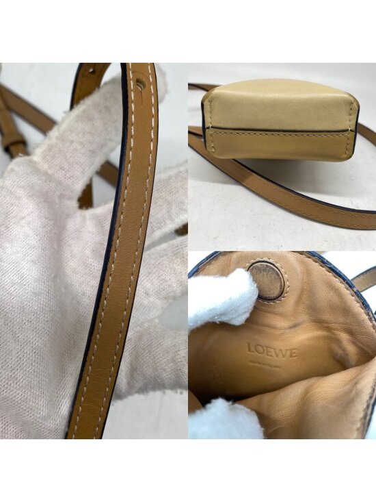 Loewe Handbags Loewe Pochette Shoulder Bag Anagram Leather Beige Smartphone Travel